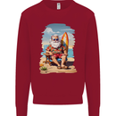 Christmas Santa With Surfboard Xmas Surfing Mens Sweatshirt Jumper Red