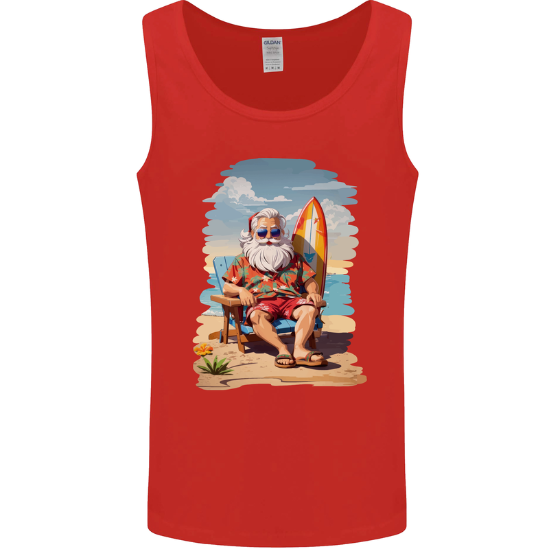 Christmas Santa With Surfboard Xmas Surfing Mens Vest Tank Top Red