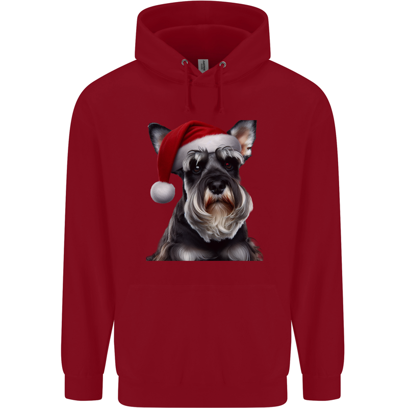 Christmas Schnauzer Dog Xmas Hat Childrens Kids Hoodie Red