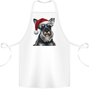 Christmas Schnauzer Dog Xmas Hat Cotton Apron 100% Organic White