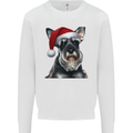 Christmas Schnauzer Dog Xmas Hat Kids Sweatshirt Jumper White