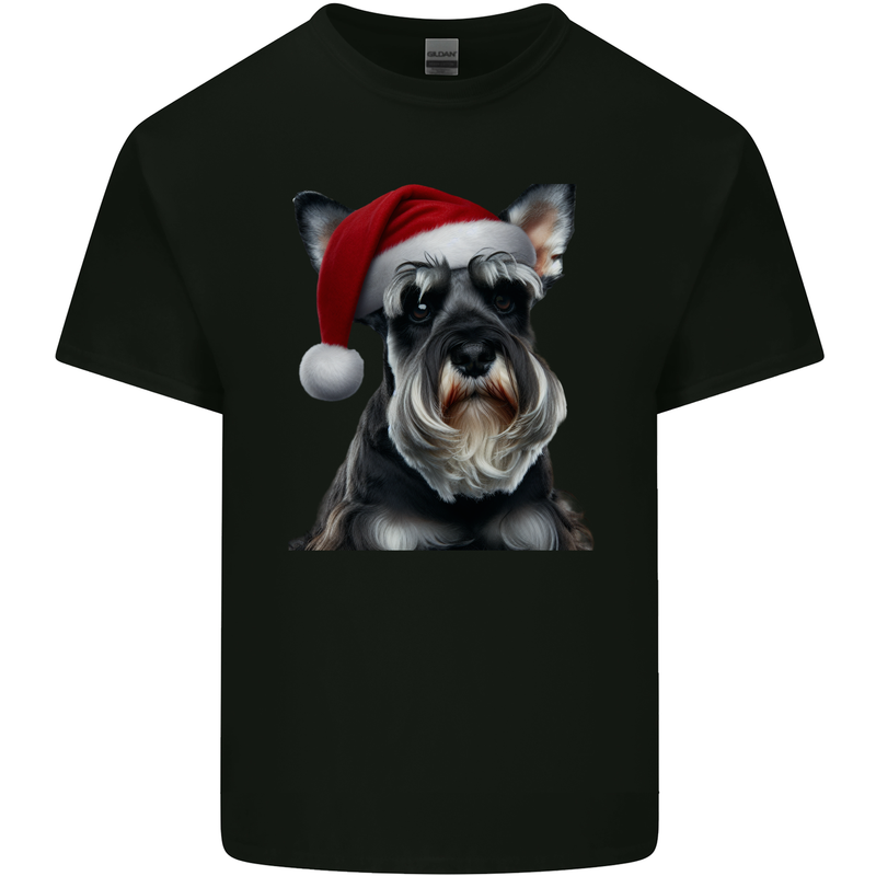 Christmas Schnauzer Dog Xmas Hat Kids T-Shirt Childrens Black