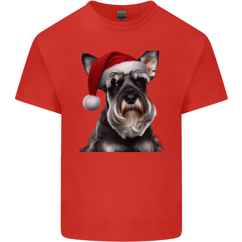Christmas Schnauzer Dog Xmas Hat Kids T-Shirt Childrens Red