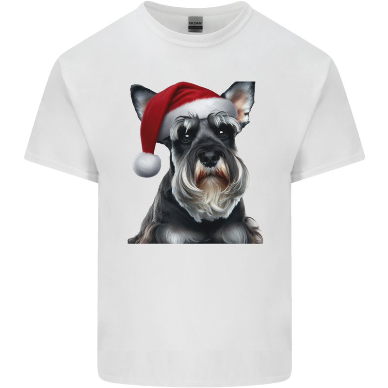 Christmas Schnauzer Dog Xmas Hat Kids T-Shirt Childrens White