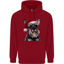 Christmas Schnauzer Dog Xmas Hat Mens 80% Cotton Hoodie Red