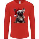 Christmas Schnauzer Dog Xmas Hat Mens Long Sleeve T-Shirt Red