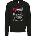 Christmas Schnauzer Dog Xmas Hat Mens Sweatshirt Jumper Black