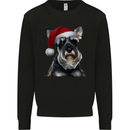Christmas Schnauzer Dog Xmas Hat Mens Sweatshirt Jumper Black