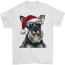 Christmas Schnauzer Dog Xmas Hat Mens T-Shirt 100% Cotton White