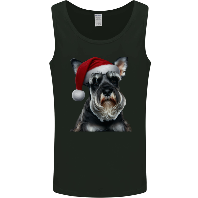 Christmas Schnauzer Dog Xmas Hat Mens Vest Tank Top Black