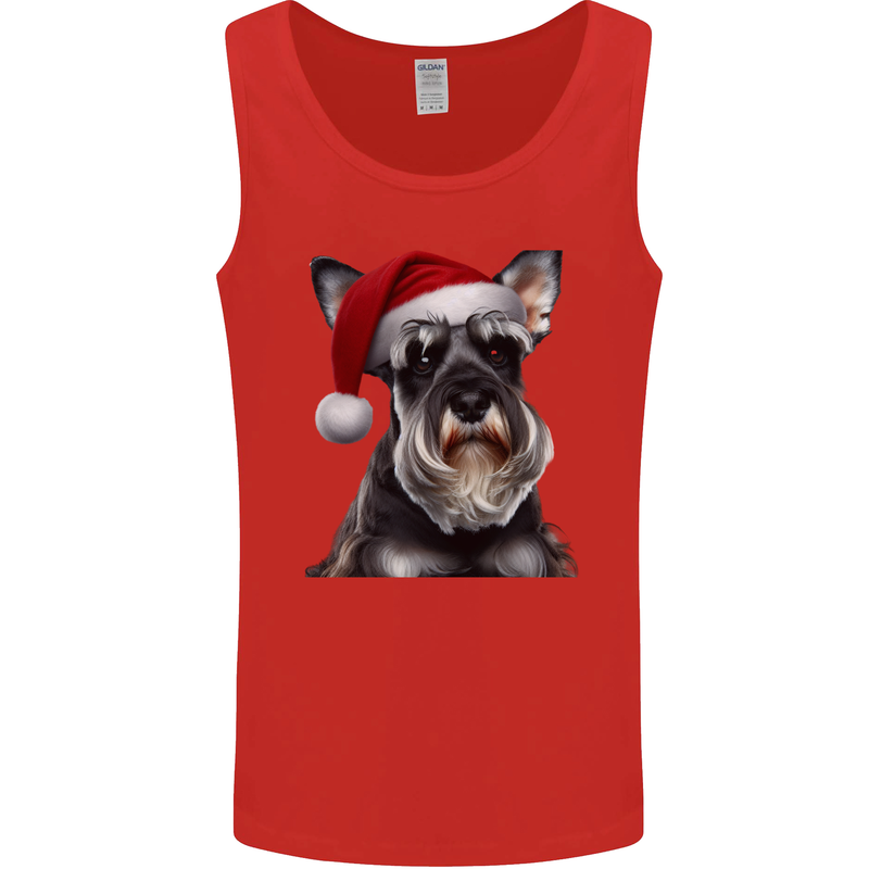 Christmas Schnauzer Dog Xmas Hat Mens Vest Tank Top Red