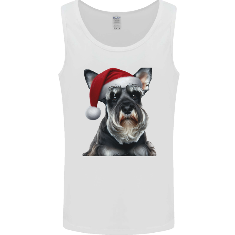 Christmas Schnauzer Dog Xmas Hat Mens Vest Tank Top White