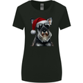 Christmas Schnauzer Dog Xmas Hat Womens Wider Cut T-Shirt Black