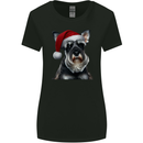 Christmas Schnauzer Dog Xmas Hat Womens Wider Cut T-Shirt Black