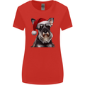 Christmas Schnauzer Dog Xmas Hat Womens Wider Cut T-Shirt Red
