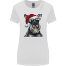 Christmas Schnauzer Dog Xmas Hat Womens Wider Cut T-Shirt White