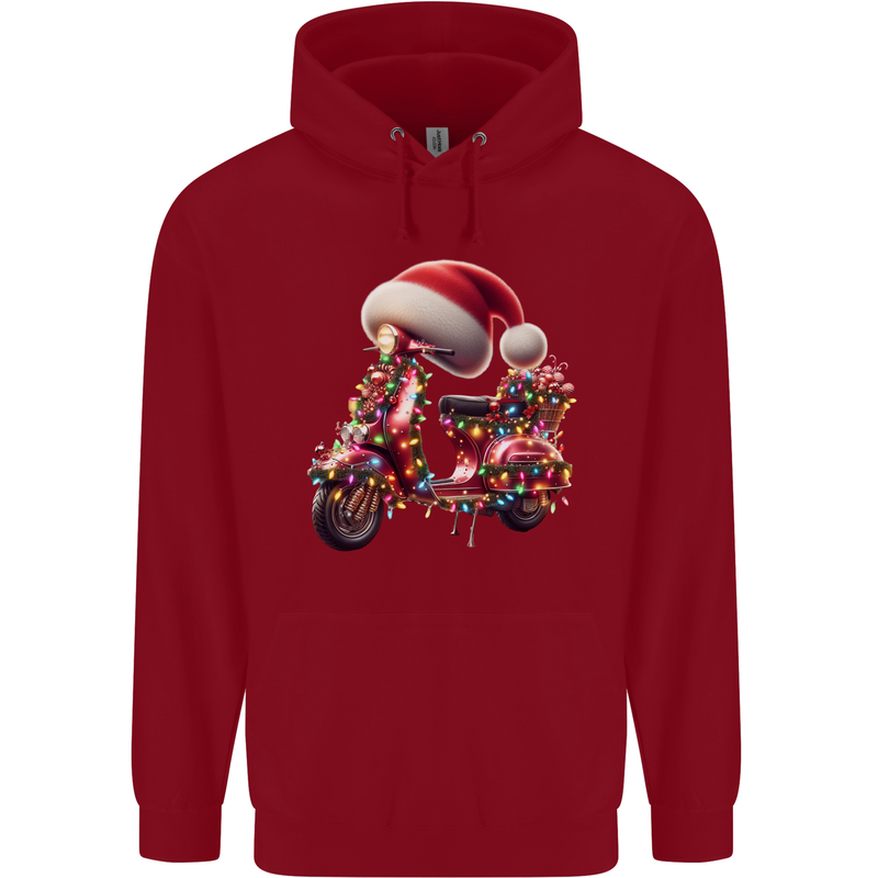 Christmas Scooter Xmas Hat MOD Moped Childrens Kids Hoodie Red