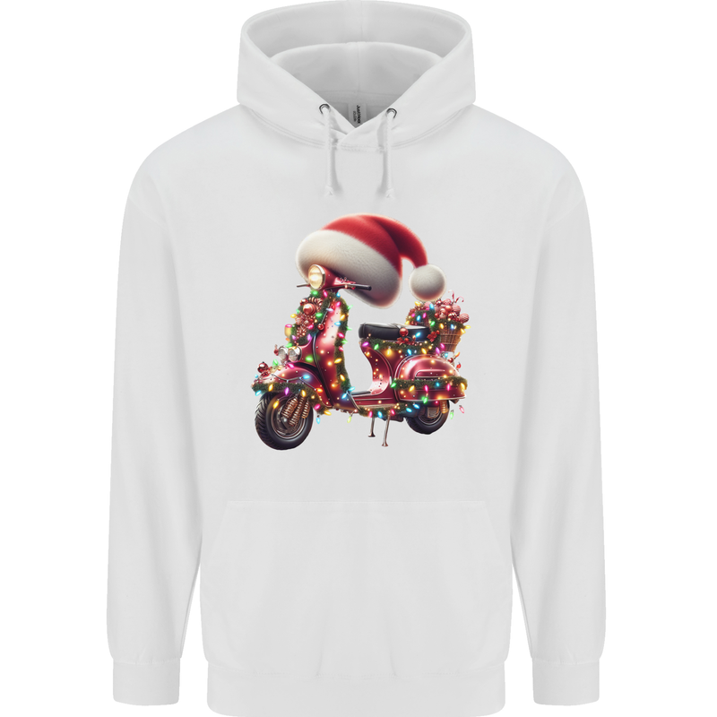 Christmas Scooter Xmas Hat MOD Moped Childrens Kids Hoodie White