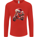 Christmas Scooter Xmas Hat MOD Moped Mens Long Sleeve T-Shirt Red