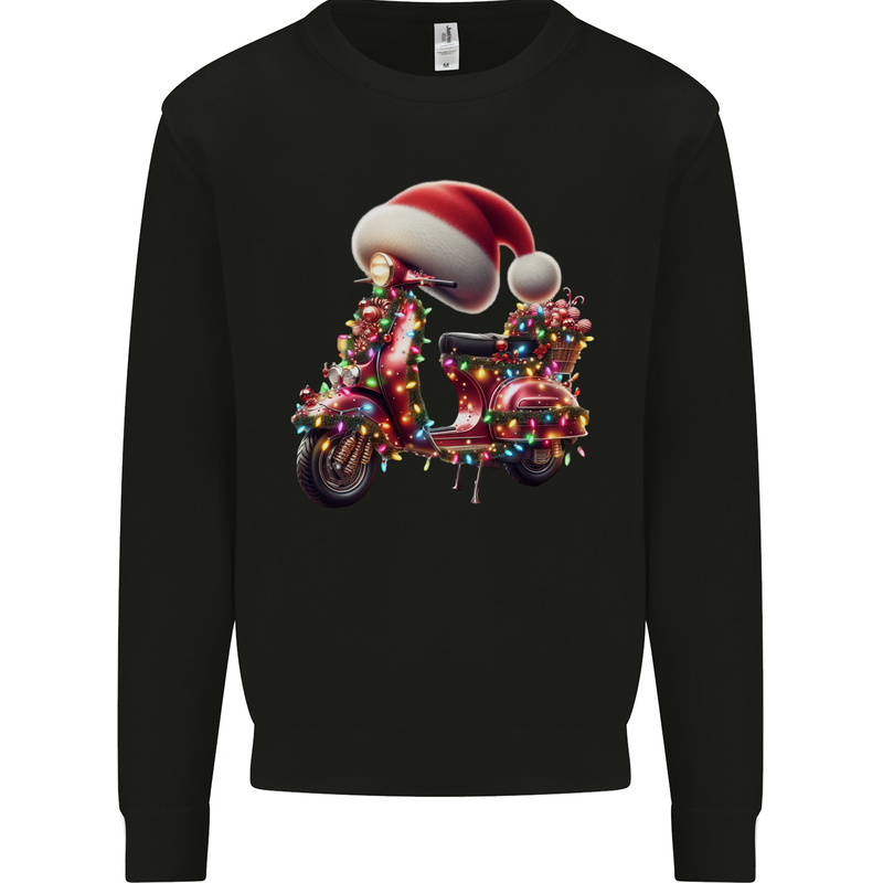 Christmas Scooter Xmas Hat MOD Moped Mens Sweatshirt Jumper Black