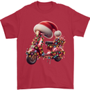 Christmas Scooter Xmas Hat MOD Moped Mens T-Shirt 100% Cotton Red