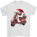 Christmas Scooter Xmas Hat MOD Moped Mens T-Shirt 100% Cotton White