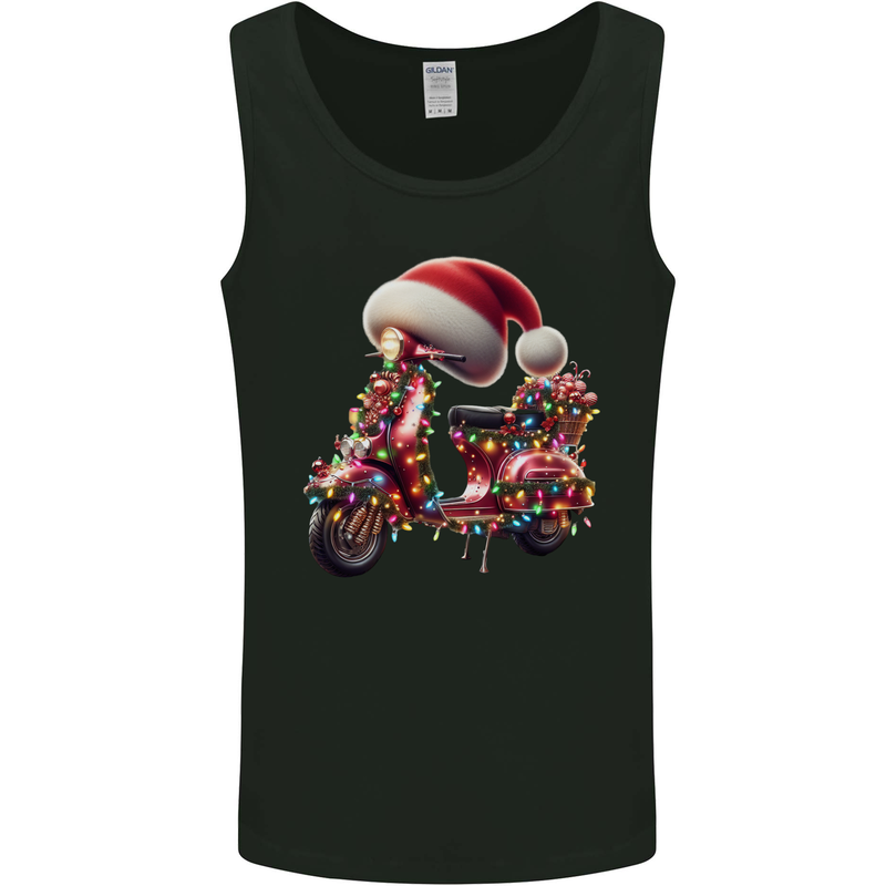 Christmas Scooter Xmas Hat MOD Moped Mens Vest Tank Top Black