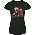 Christmas Scooter Xmas Hat MOD Moped Womens Petite Cut T-Shirt Black