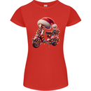 Christmas Scooter Xmas Hat MOD Moped Womens Petite Cut T-Shirt Red