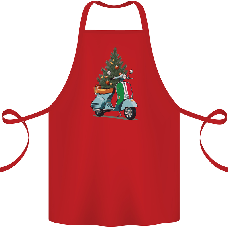 Christmas Scooter Xmas MOD Moped Cotton Apron 100% Organic Red