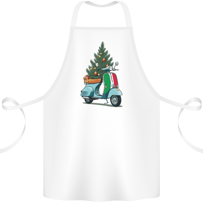 Christmas Scooter Xmas MOD Moped Cotton Apron 100% Organic White