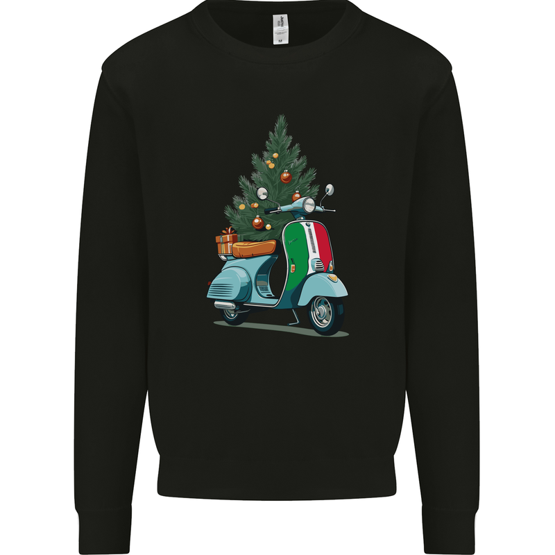 Christmas Scooter Xmas MOD Moped Kids Sweatshirt Jumper Black
