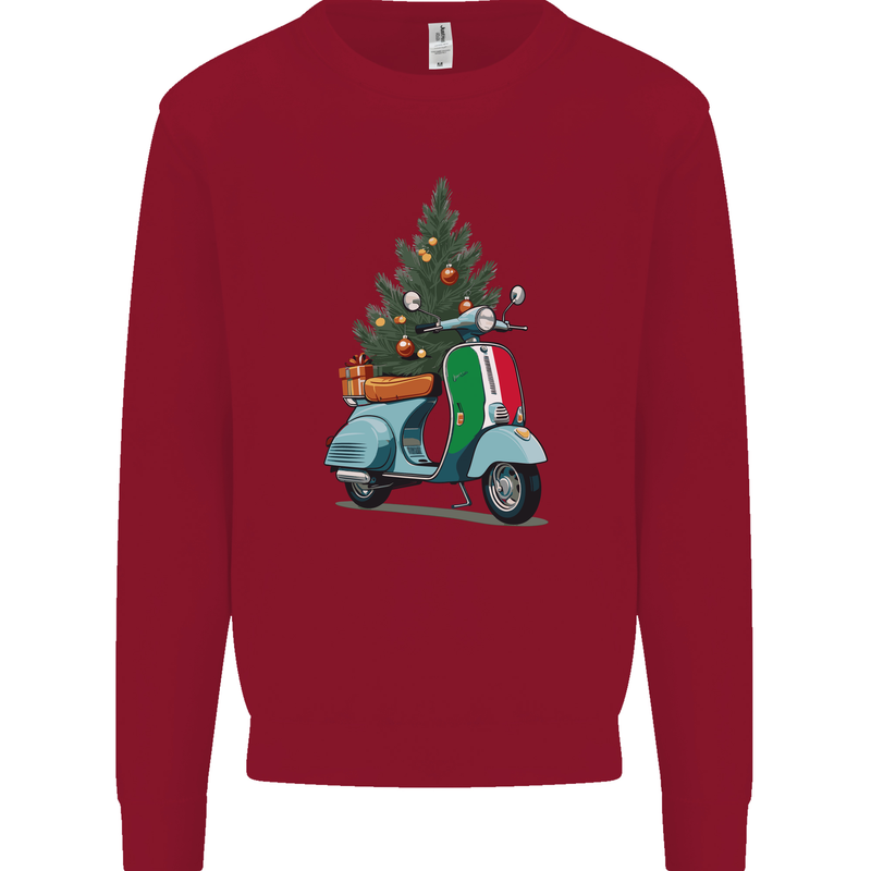 Christmas Scooter Xmas MOD Moped Kids Sweatshirt Jumper Red
