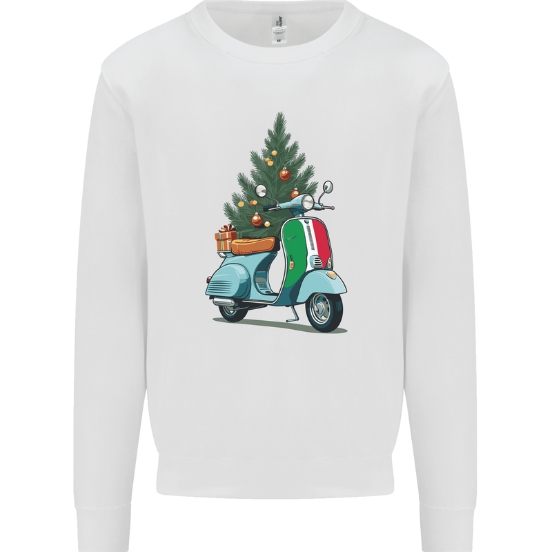 Christmas Scooter Xmas MOD Moped Kids Sweatshirt Jumper White