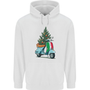 Christmas Scooter Xmas MOD Moped Mens 80% Cotton Hoodie White