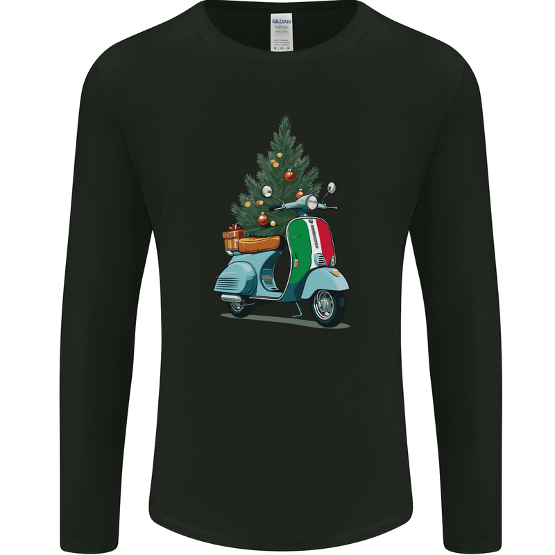 Christmas Scooter Xmas MOD Moped Mens Long Sleeve T-Shirt Black
