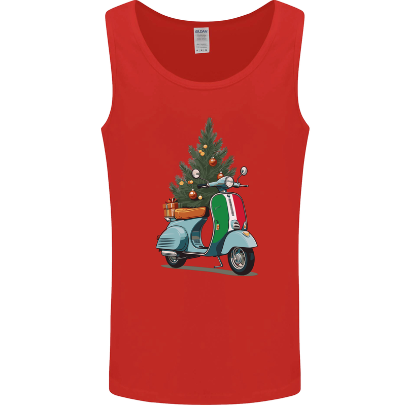 Christmas Scooter Xmas MOD Moped Mens Vest Tank Top Red