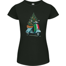 Christmas Scooter Xmas MOD Moped Womens Petite Cut T-Shirt Black
