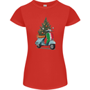 Christmas Scooter Xmas MOD Moped Womens Petite Cut T-Shirt Red