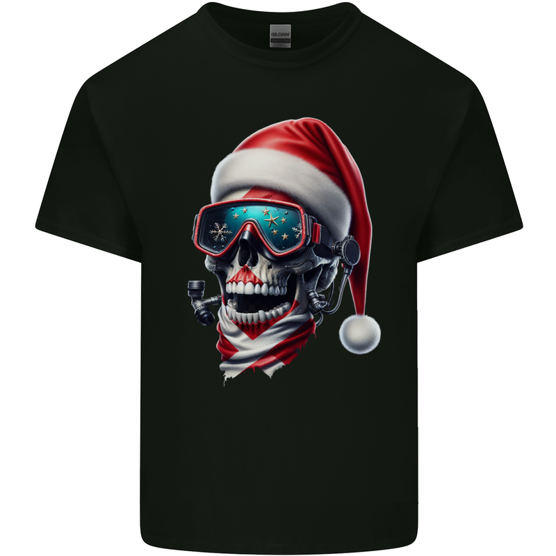 Christmas Scuba Diving Skull Xmas Hat Kids T-Shirt Childrens Black
