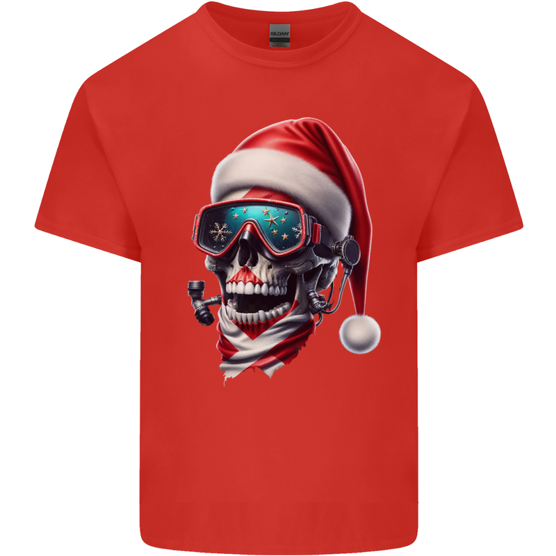 Christmas Scuba Diving Skull Xmas Hat Kids T-Shirt Childrens Red