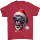 Christmas Scuba Diving Skull Xmas Hat Mens T-Shirt 100% Cotton Red