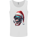 Christmas Scuba Diving Skull Xmas Hat Mens Vest Tank Top White