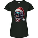 Christmas Scuba Diving Skull Xmas Hat Womens Petite Cut T-Shirt Black