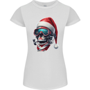 Christmas Scuba Diving Skull Xmas Hat Womens Petite Cut T-Shirt White
