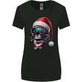 Christmas Scuba Diving Skull Xmas Hat Womens Wider Cut T-Shirt Black