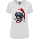 Christmas Scuba Diving Skull Xmas Hat Womens Wider Cut T-Shirt White