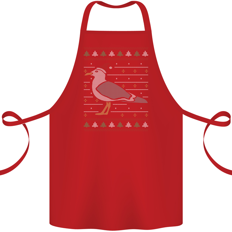 Christmas Seagull Xmas Pigeon Cotton Apron 100% Organic Red