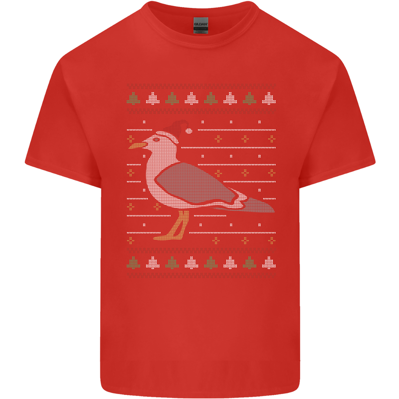 Christmas Seagull Xmas Pigeon Mens Cotton T-Shirt Tee Top Red