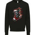 Christmas Skull Sock Xmas Heavy Metal Rock n Roll Mens Sweatshirt Jumper Black